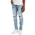Slim Fit Men's Ripped Jeans Skinny Paint Splash-ink Straight Pants